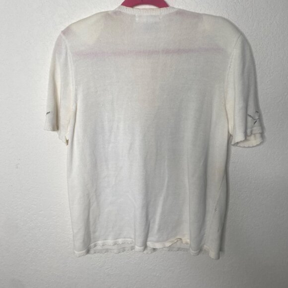 Alfred Dunner Cardigan Sweater Womens Size L Floral Embroidered Butto Up Cottage - Picture 4 of 8